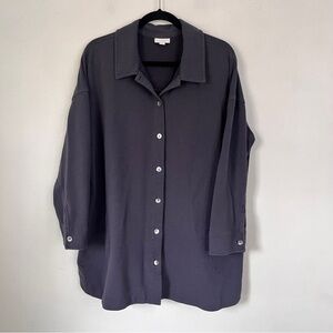Pure Jill Cotton Blend Lightweight Soft Knit Button Front Jacket Tunic Length XL